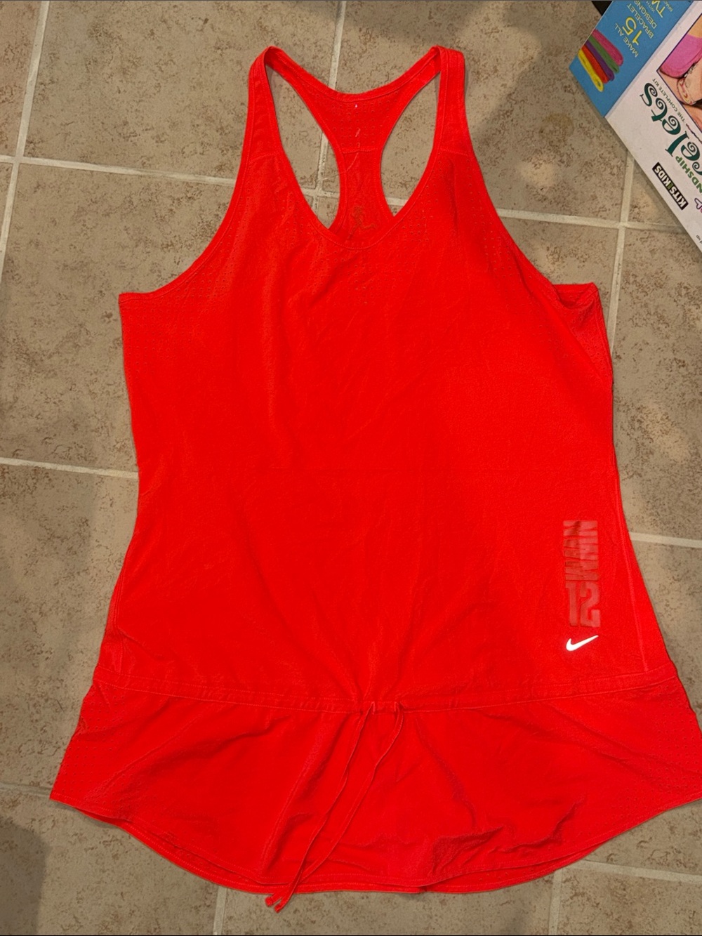 Nike Bright Orange/Red Racerback Tank with Drawstring Hem